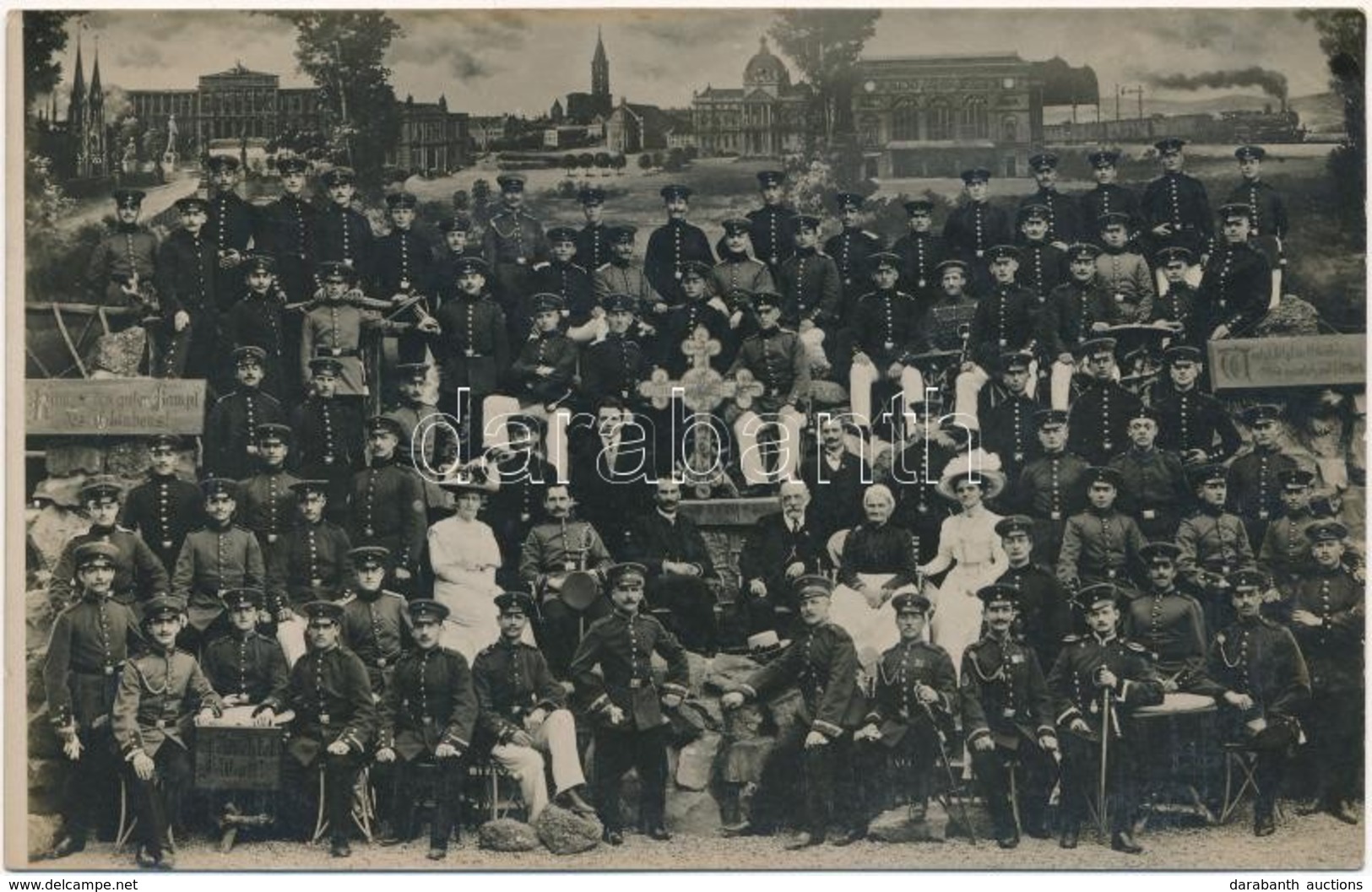 * T2/T3 1908 Strassburg, Soldatenheim. Max Kämpf Photogr. Atelier / German Military, Soldiers' Group Photo (fa) - Ohne Zuordnung