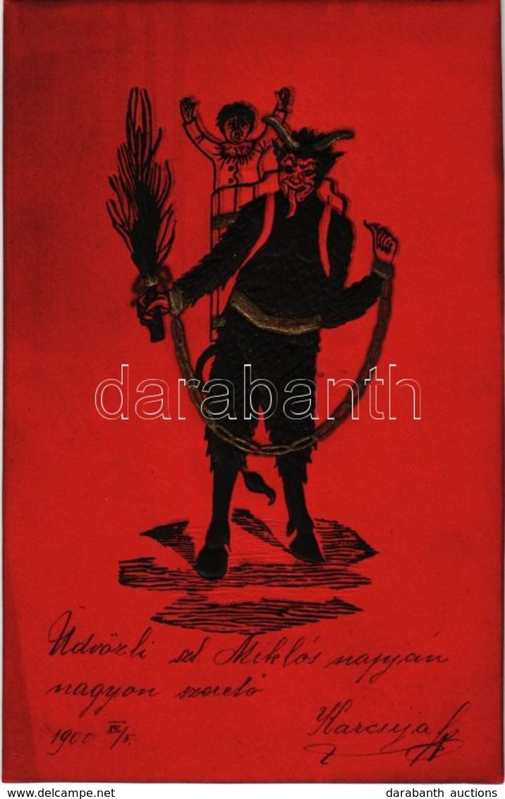 * T1/T2 1900 Krampus With Chains. Emb. Litho - Ohne Zuordnung