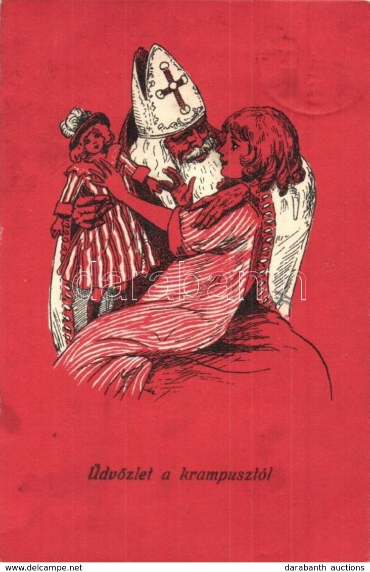 T2 1926 Üdvözlet A Krampusztól. Mikulás / Krampus Greeting Art Postcard With Saint Nicholas. C. H. W. VIII/2. 2501-36. - Ohne Zuordnung