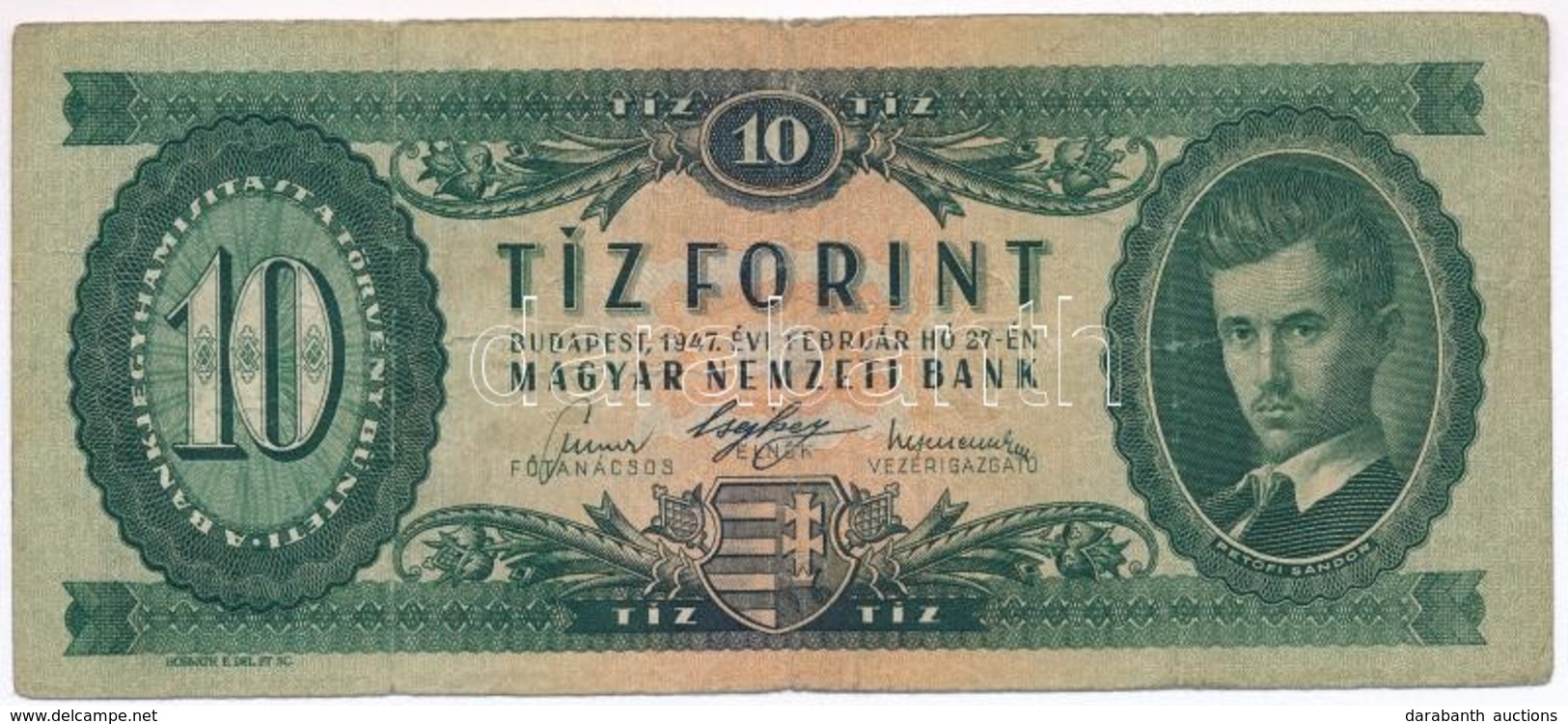 1947. 10Ft T:III 
Hungary 1947. 10 Forint C:F 
Adamo F2 - Ohne Zuordnung