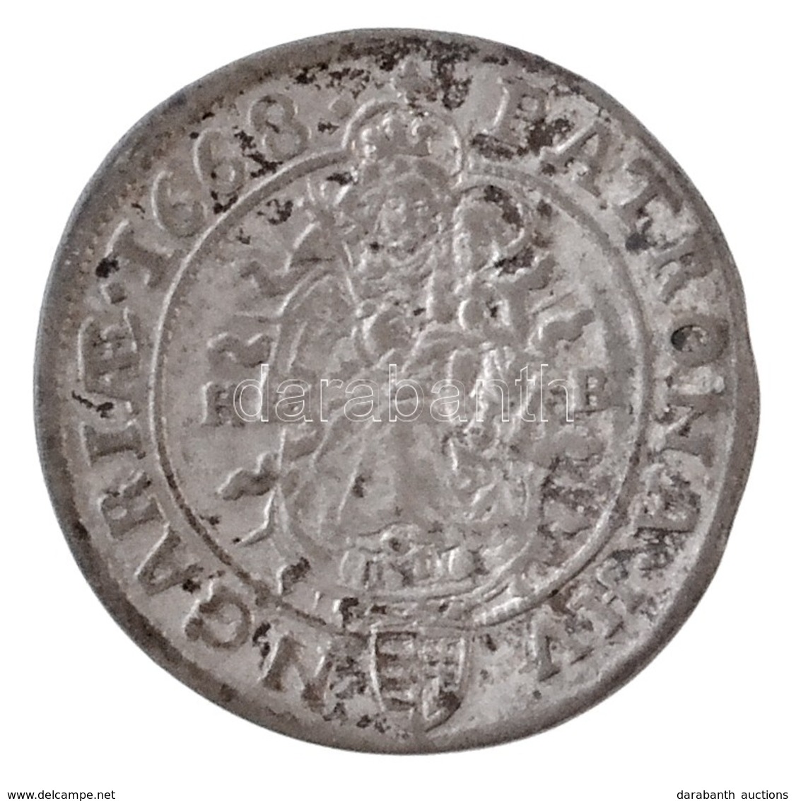 1668K-B 6kr Ag 'I. Lipót' Körmöcbánya (3,21g) T:2,2-  
Hungary 1668K-B 6 Kreuzer Ag 'Leopold I' Kremnitz (3,21g) C:XF,VF - Ohne Zuordnung