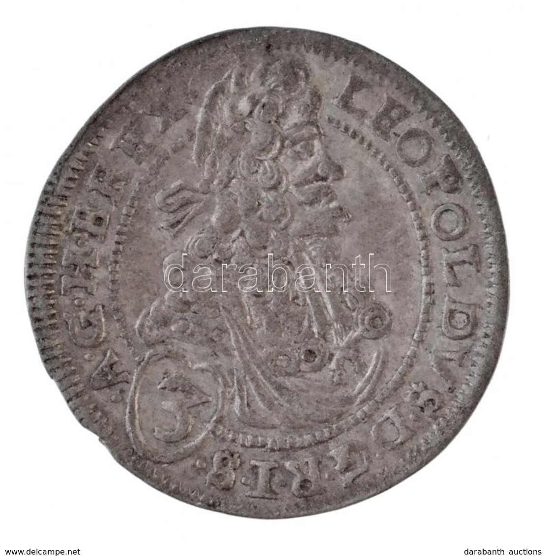 1697C-H 3kr Ag 'I. Lipót' Pozsony (1,49g) T:1-,2  
Hungary 1697C-H 3 Kreuzer Ag 'Leopold I' Bratislava (1,49g) C:AU,XF
H - Ohne Zuordnung