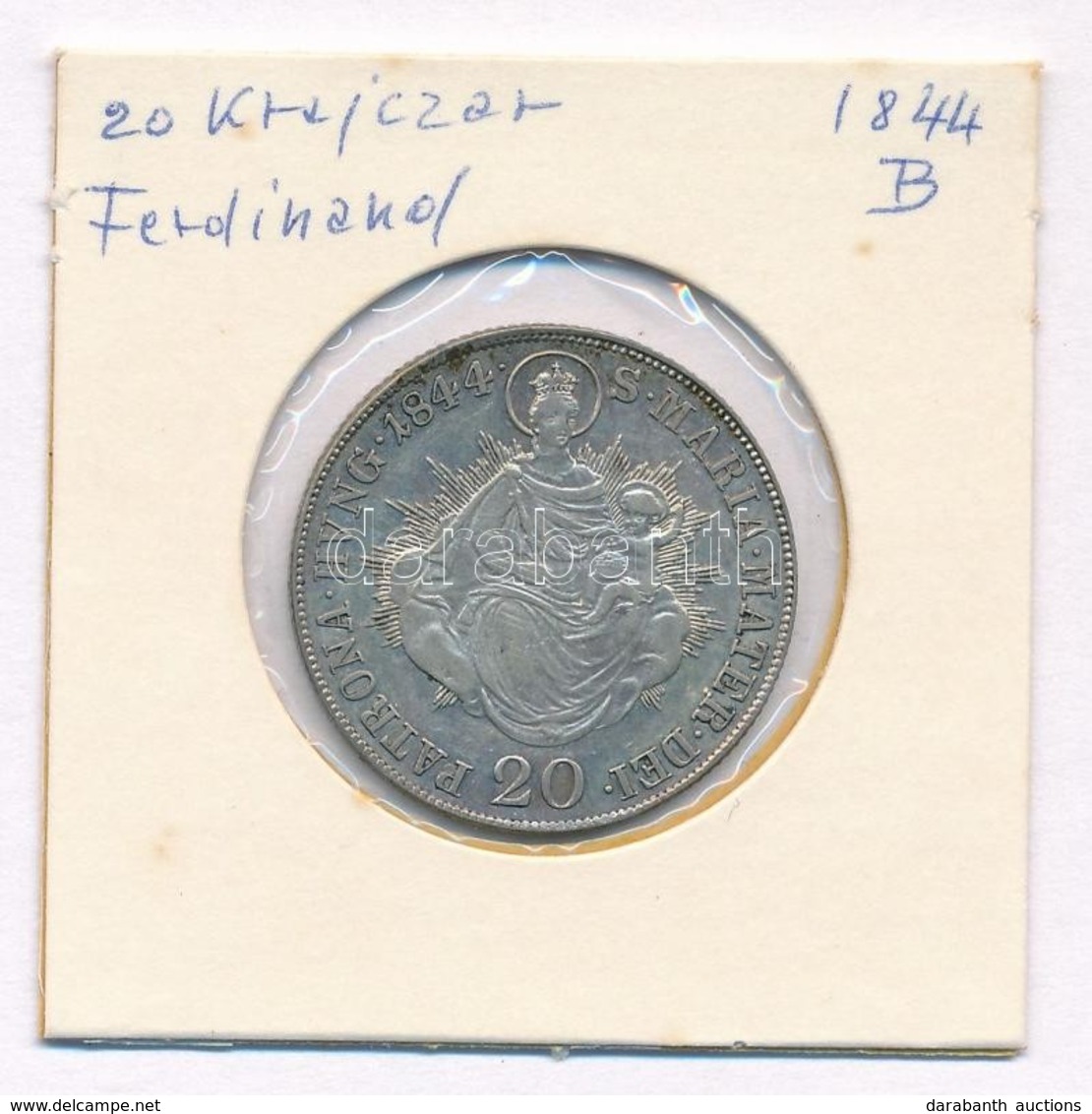 1844B 20kr Ag 'V. Ferdinánd' T:2 
Huszár 2081., Unger III.:1419. - Ohne Zuordnung