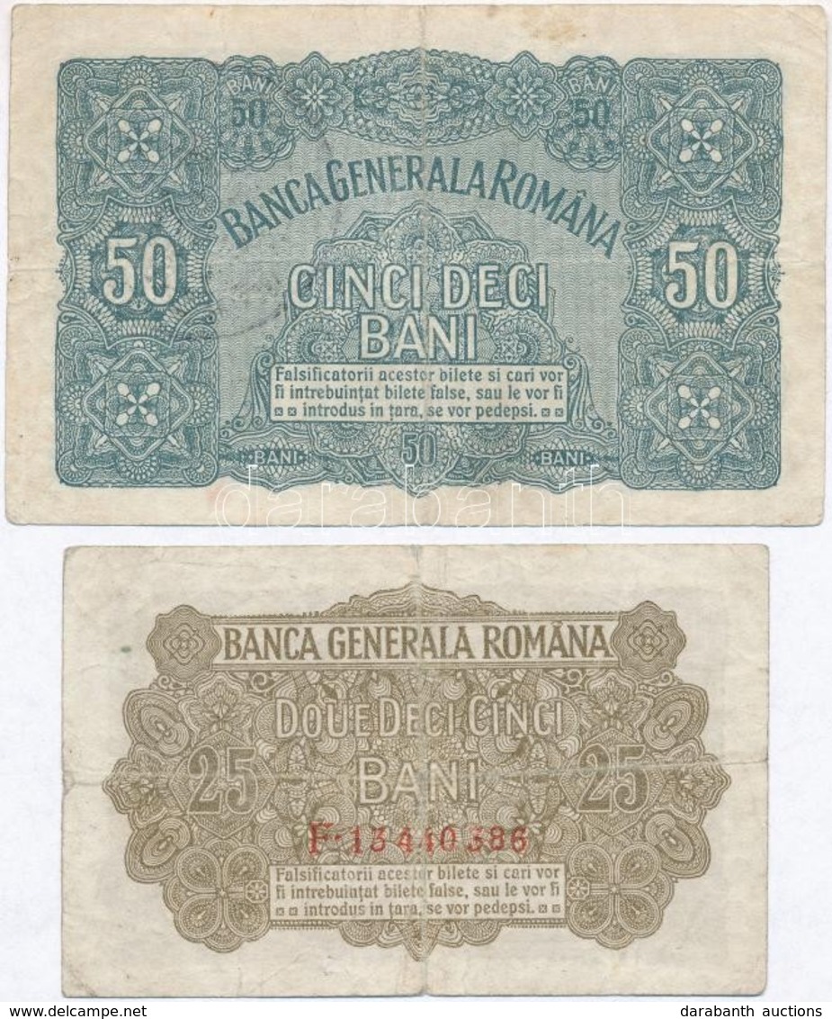 Románia / Német Megszállás 1917. 25b + 50b T:III
Romania / German Occupation 1917. 25 Bani + 50 Bani C:F - Ohne Zuordnung