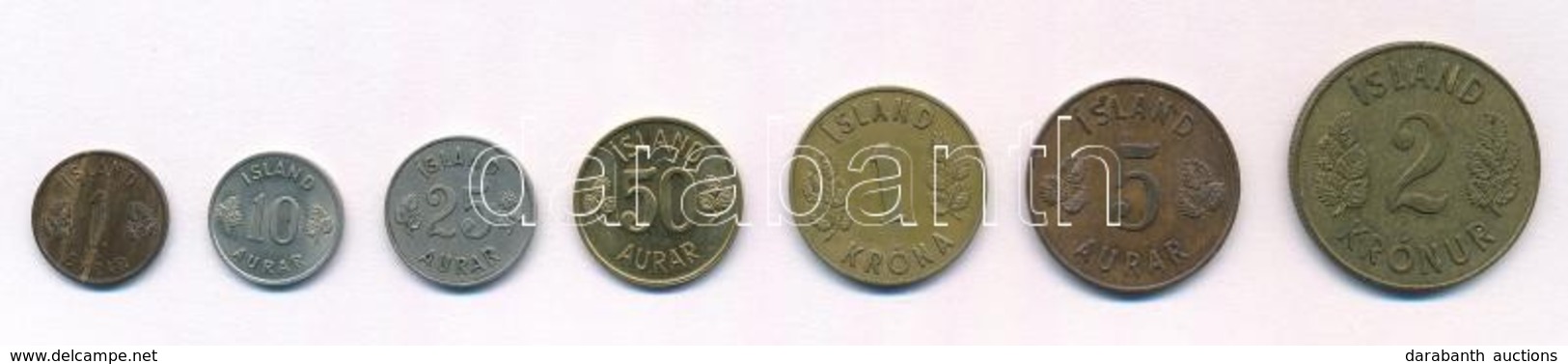 Izland 1946-1974. 1e-2K (7xklf) T:1-,2
Iceland 1946-1974. 1 Eyrir - 2 Kronur (7xdiff) C:AU,XF - Ohne Zuordnung