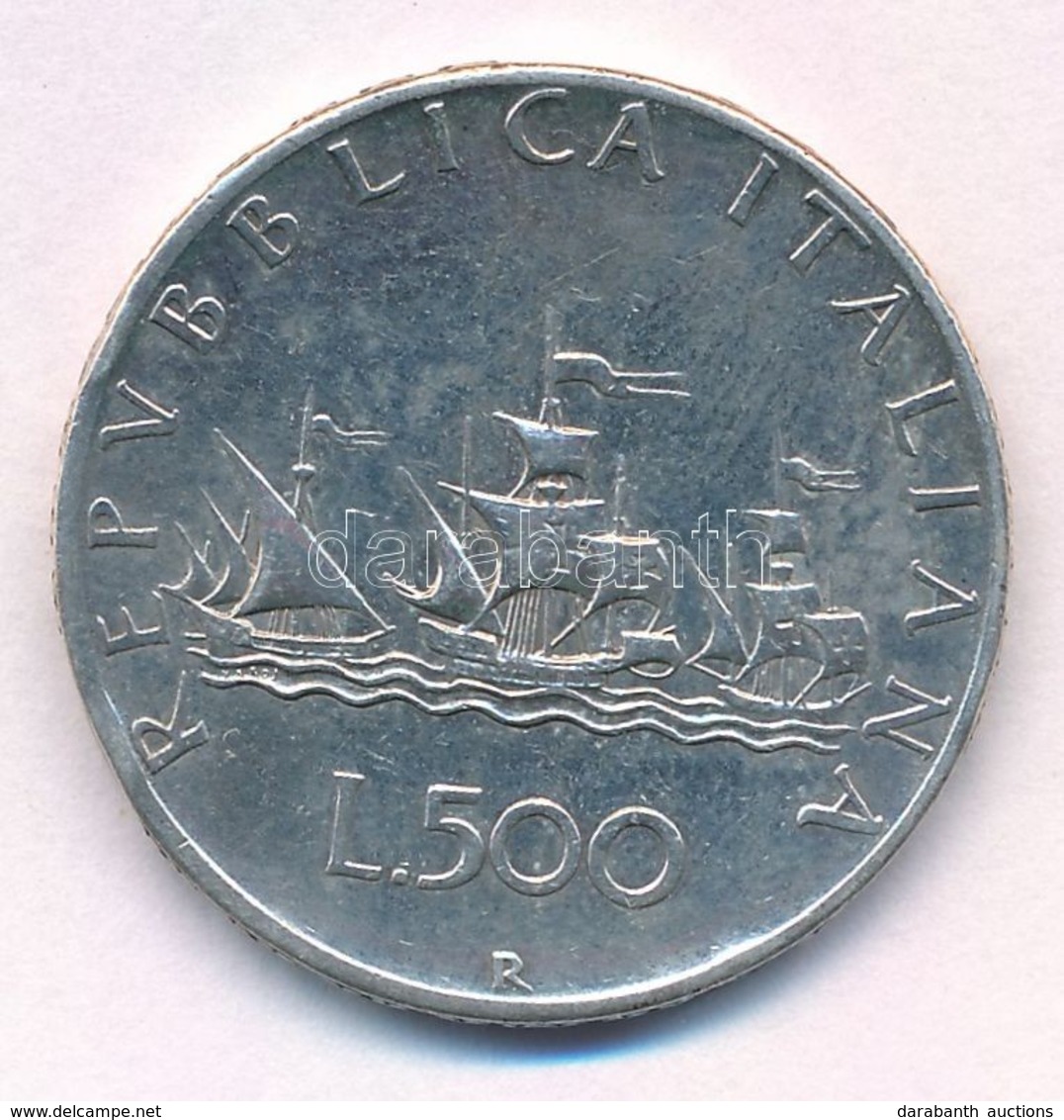 Olaszország 1958R 500L Ag 'Kolumbusz Hajói' T:2 Kis Ph.
Italy 1958R 500 Lire Ag 'Columbus' Ships' C:XF Small Edge Error
 - Ohne Zuordnung