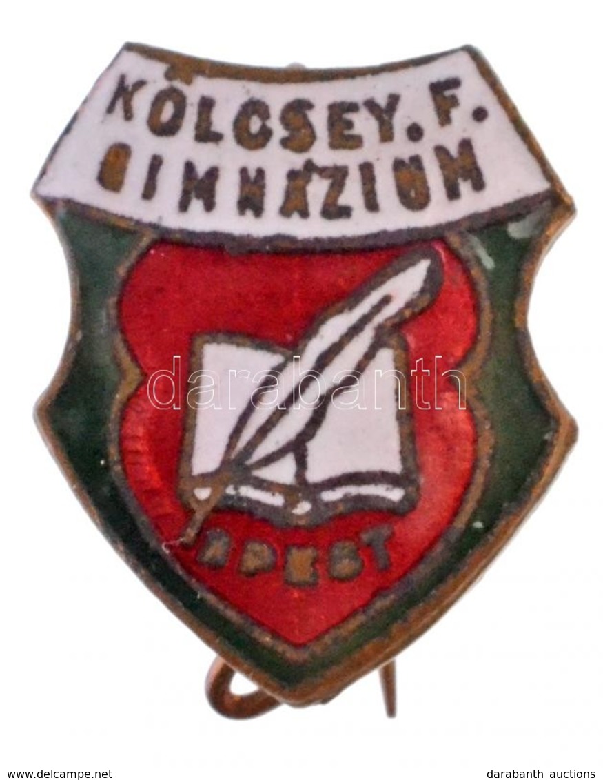 ~1930. 'Kölcsey F. Gimnázium Bpest' Zománcozott Br Jelvény(19x16mm) T:1-,2 Cserélt Tű - Ohne Zuordnung