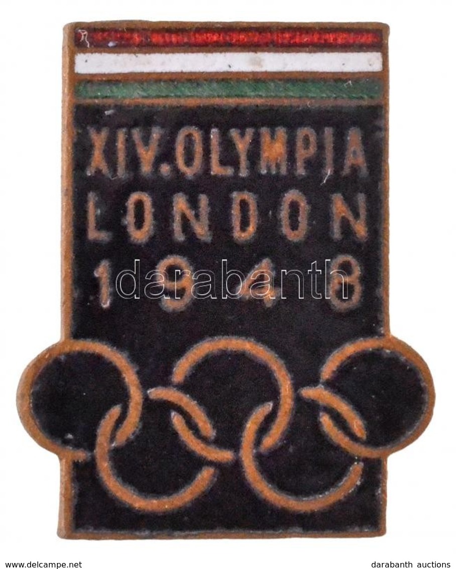 1948. 'XIV. Olympia London 1948' Zománcozott Olimpiai Gomblyuk Jelvény (23x18mm) T:1- - Ohne Zuordnung