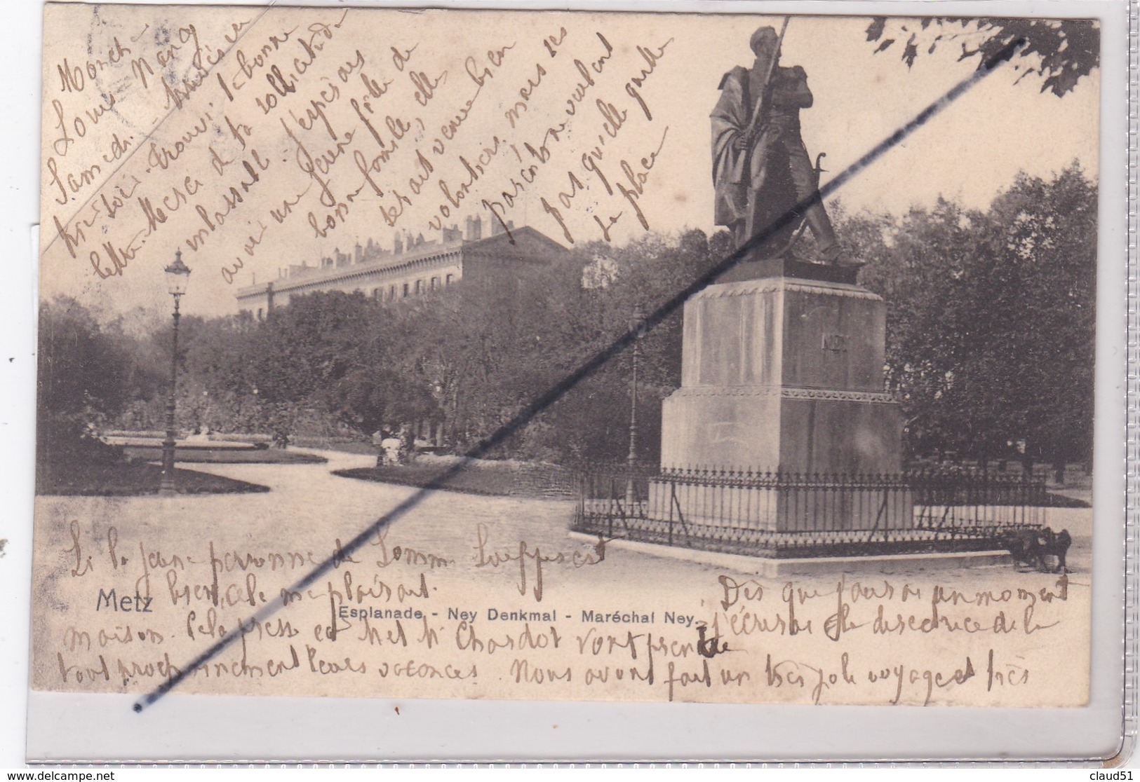 Metz (57) Esplanade - Ney Denkmal - Statue Du Maréchal Ney (carte Précurseur De 1907) - Metz