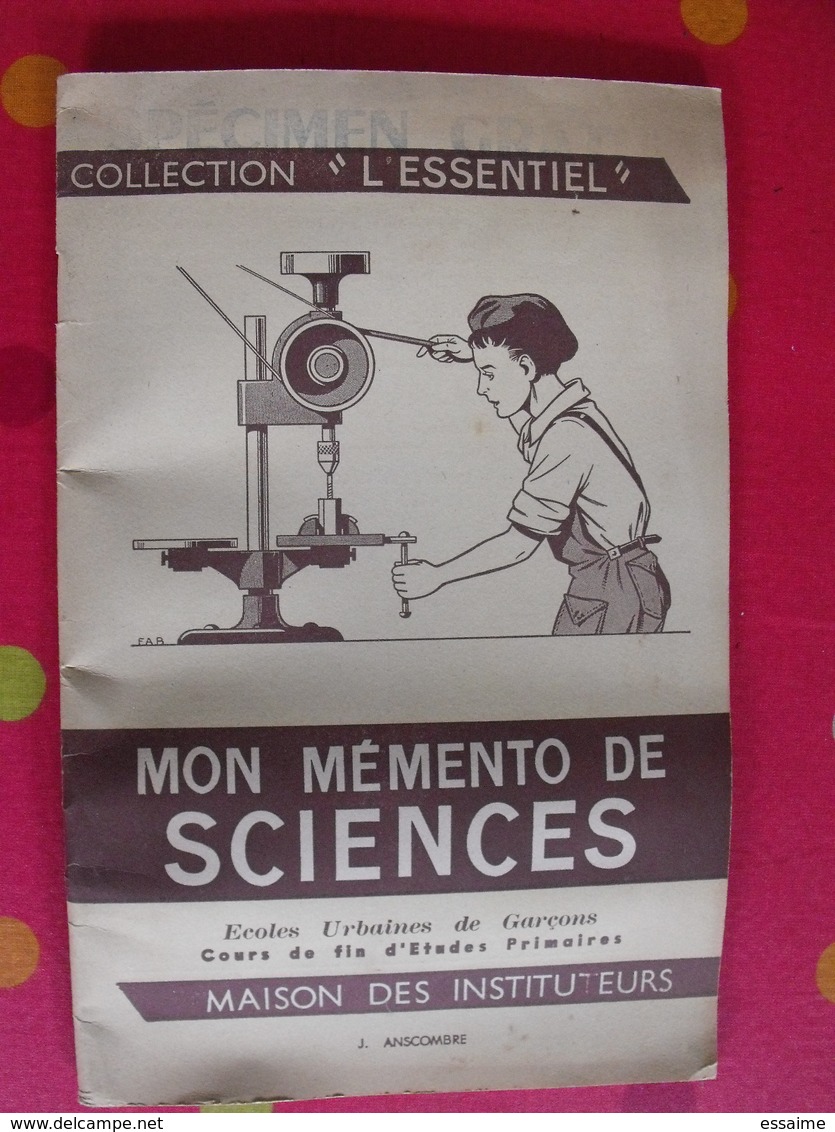 5 Livrets Memento  Optique électricité Sciences Naturelles. Useldinger Duolé Hennebelle Assombre. 1954-1964 - Didactische Kaarten
