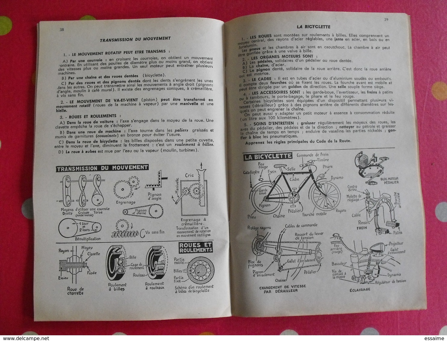 5 livrets memento  optique électricité sciences naturelles. Useldinger duolé Hennebelle assombre. 1954-1964