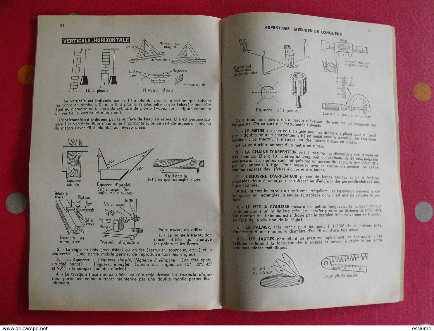 5 livrets memento  optique électricité sciences naturelles. Useldinger duolé Hennebelle assombre. 1954-1964