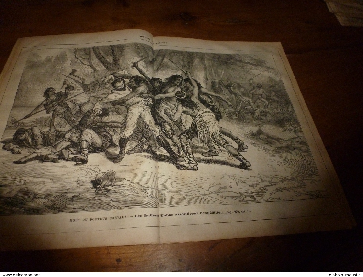 1882 JDV : (gravure Sur Double-page ) Les Indiens TOBAS Tuent Le Docteur Crevaux;  Etc - 1850 - 1899