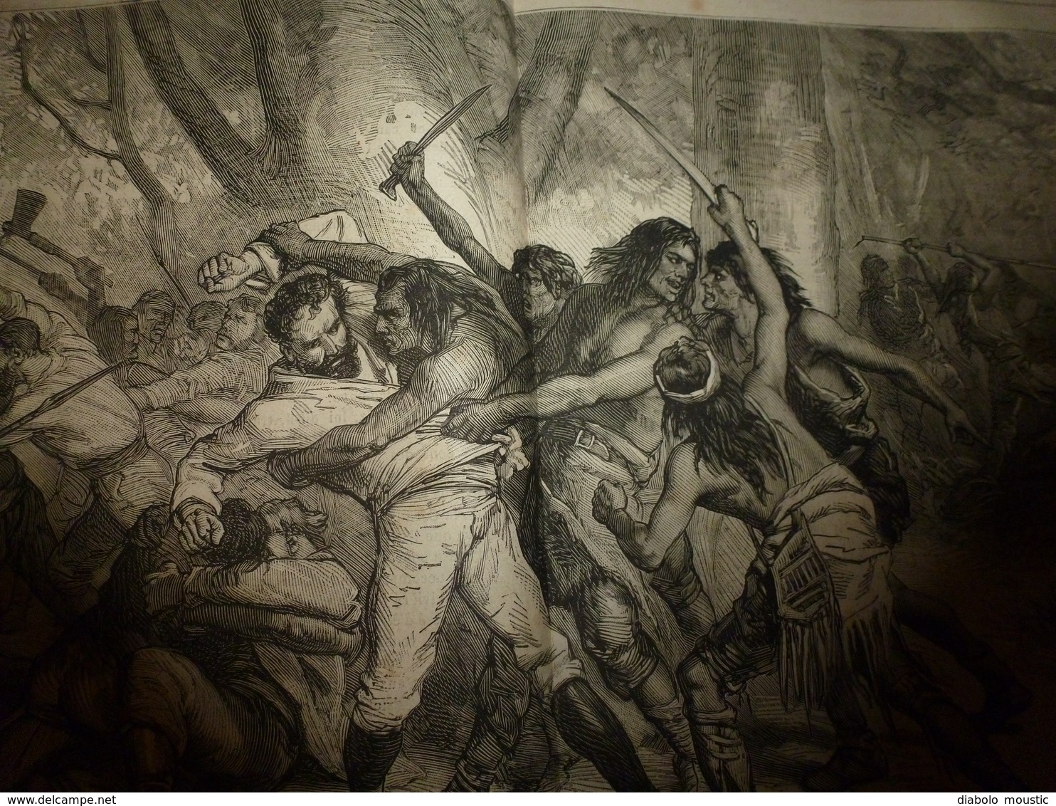1882 JDV : (gravure Sur Double-page ) Les Indiens TOBAS Tuent Le Docteur Crevaux;  Etc - 1850 - 1899