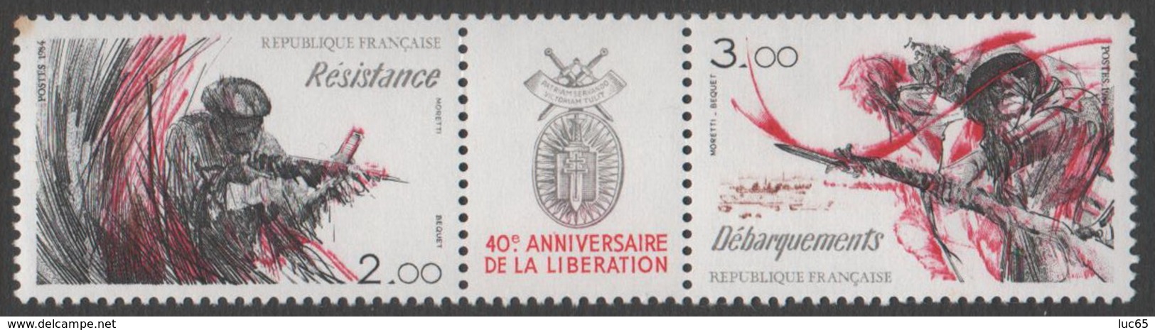 France Neuf Sans Charnière 1984 Seconde Guerre Mondiale Libération Débarquement Résistance YT T 2313 A - Nuevos
