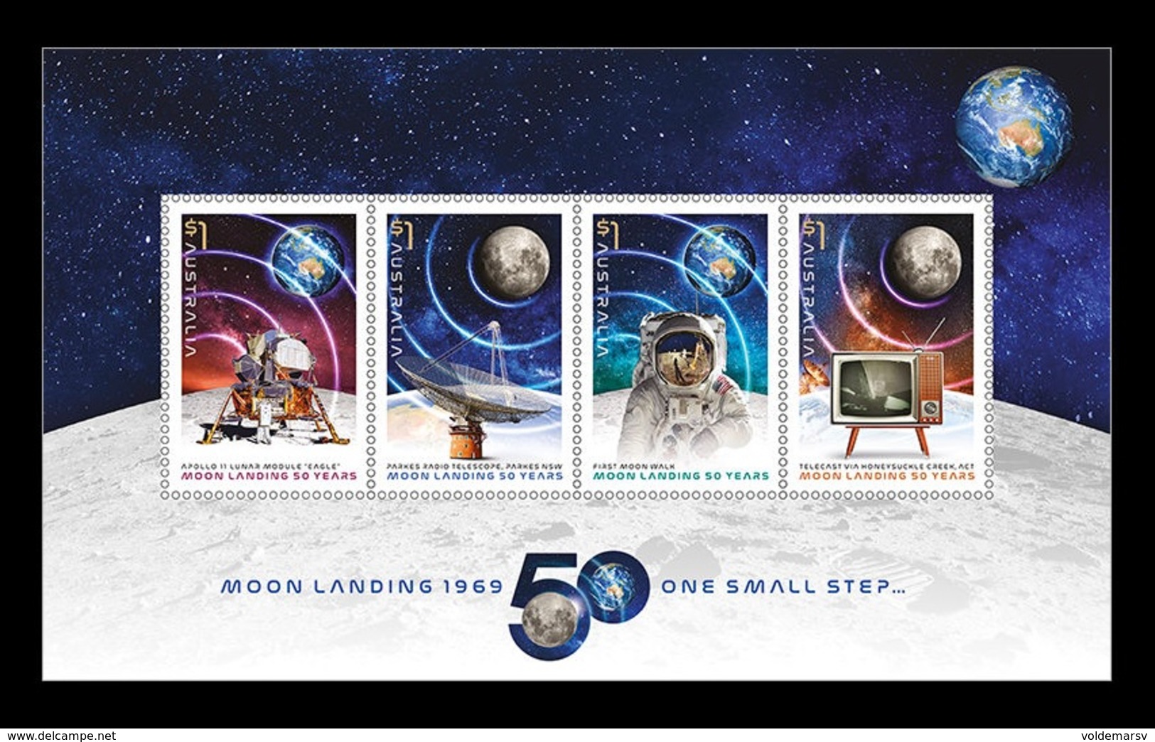 Australia 2019 Mih. 4958/61 (Bl.445) Space. Apollo 11. Moon Landing MNH ** - Ungebraucht