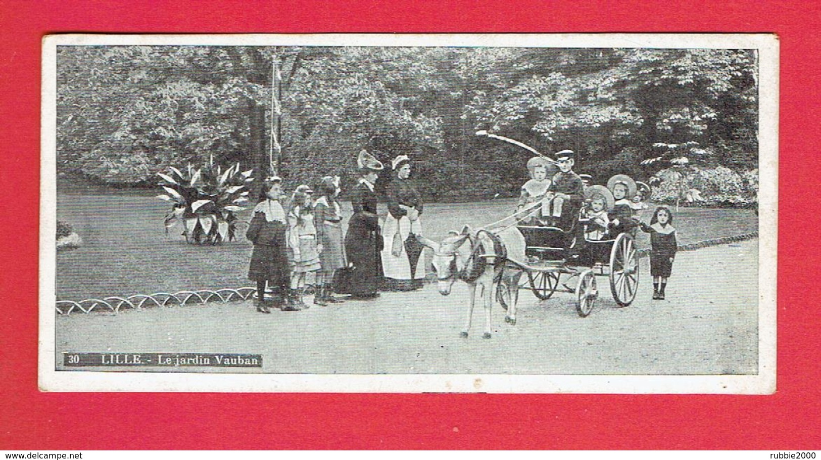 LILLE JARDIN VAUBAN PROMENADE DES ENFANTS ATTELAGE AVEC ANE CARTE EN TRES BON ETAT - Lille