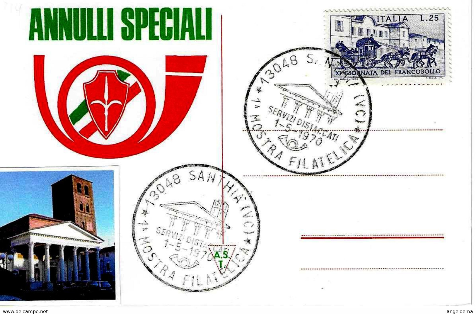 ITALIA - 1970 SANTHIA' (VC)  1^ Mostra Filatelica (chiesa Di Sant'Agata) - 3677 - Non Classificati