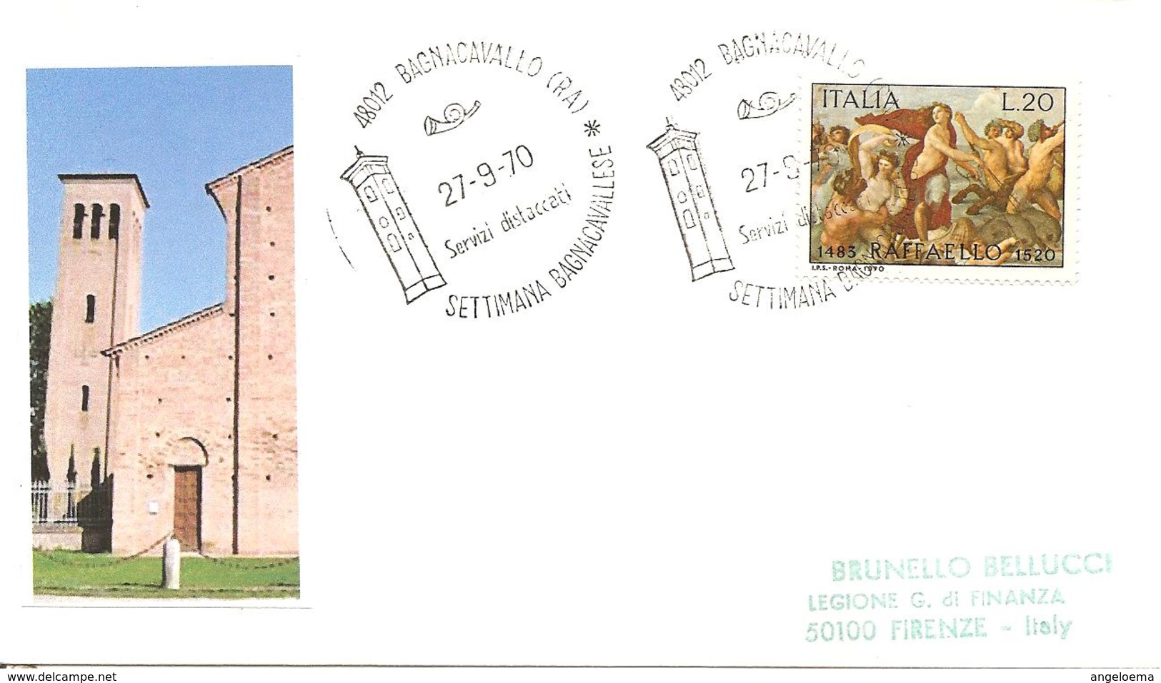 ITALIA - 1970 BAGNACAVALLO (RA) Settimana Bagnacavallese (campanile Della Pieve Di S.Pietro In Silvis) - Chiese E Cattedrali