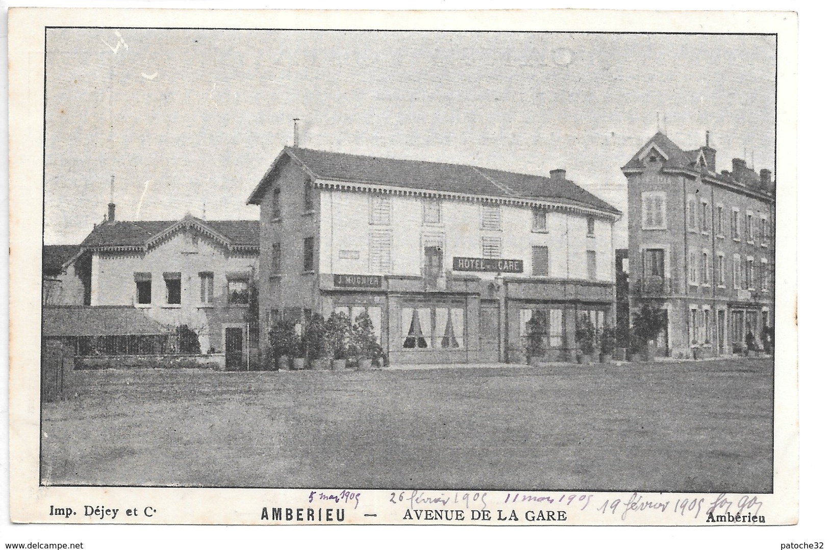 Cpa...Amberieu...avenue De La Gare...(hotel-Café)...1905... - Non Classés