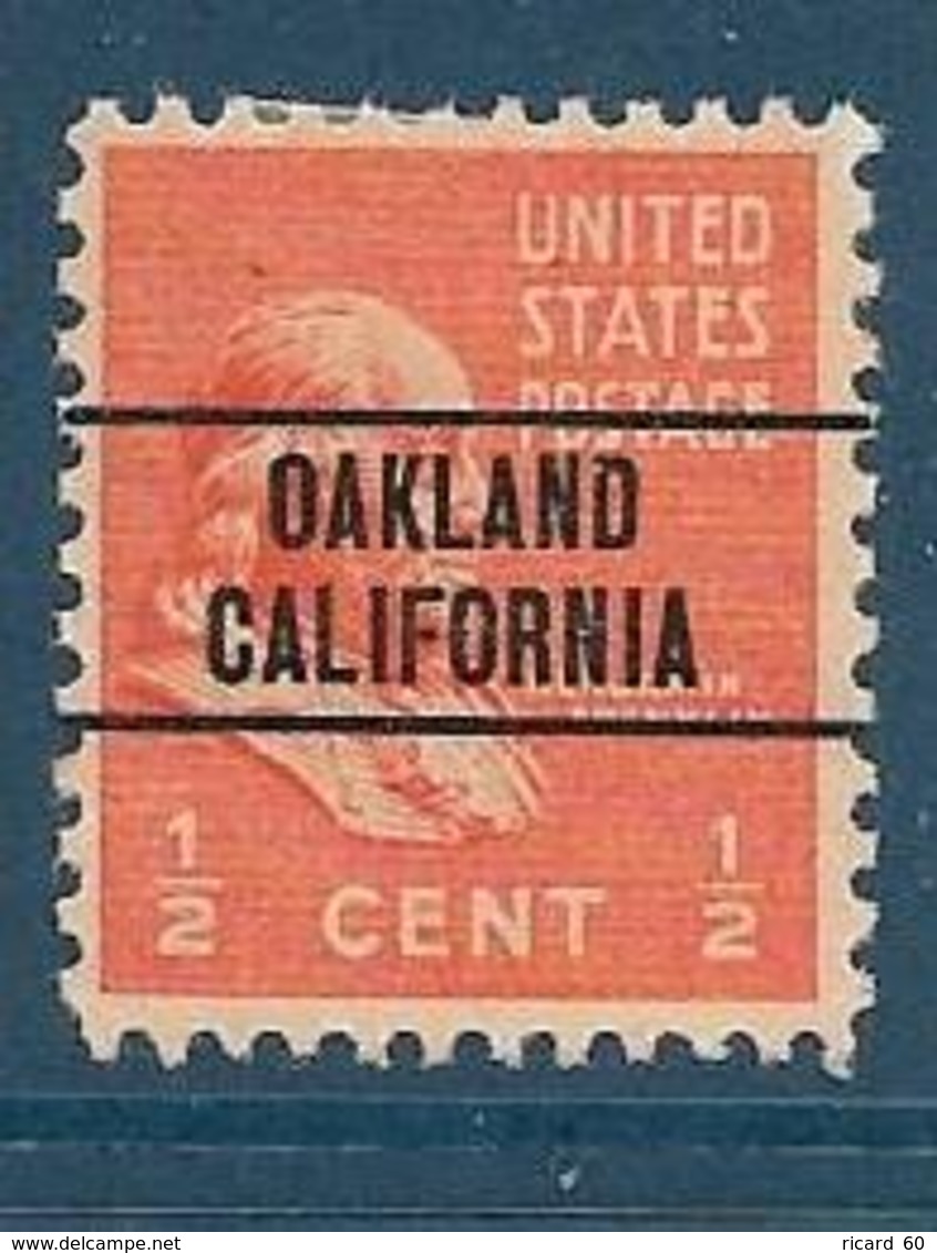 Usa Precancel, Préoblitéré, Local,  Oackland California, 368 Yt, B Franklin, Charnière - Prematasellado