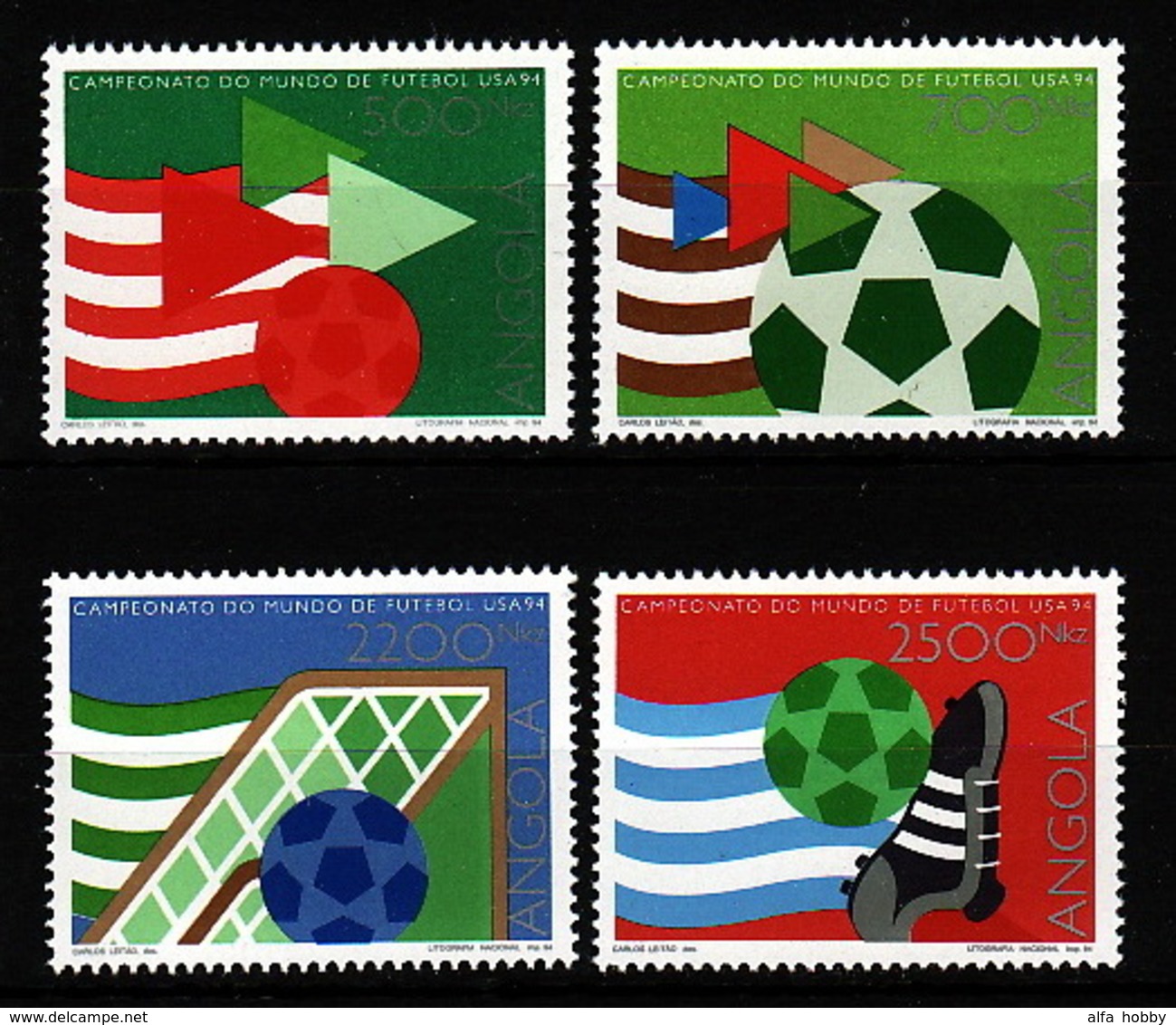 Angola, 1994, World Cup 4 Stamps - 1994 – Verenigde Staten