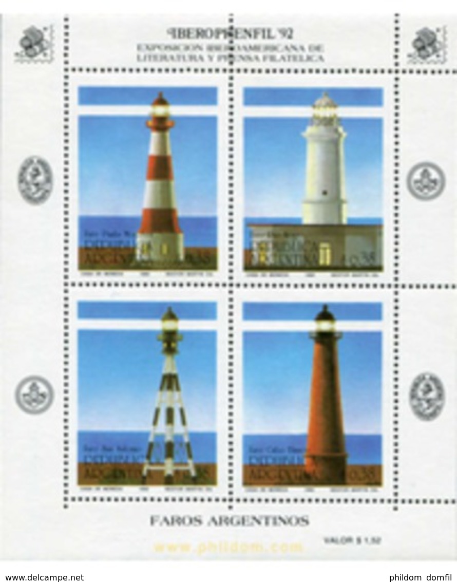 Ref. 159370 * MNH * - ARGENTINA. 1992. IBEROPRENFIL 92. FAROS - Neufs