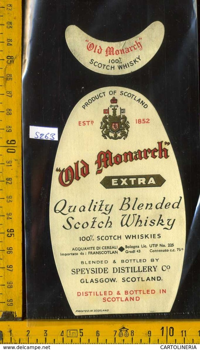 Etichetta Vino Liquore Scotch Whisky Old Monarch - Scozia - Altri & Non Classificati