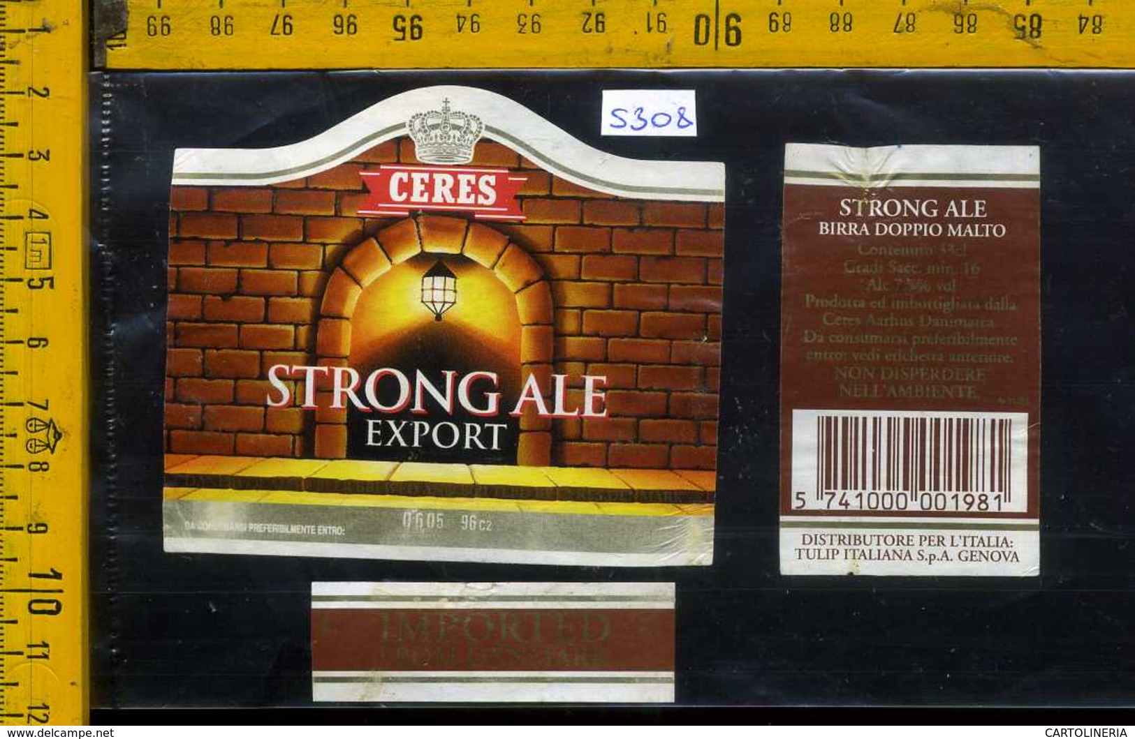 Etichetta Birra Ceres Strongale Export - Danimarca - Birra