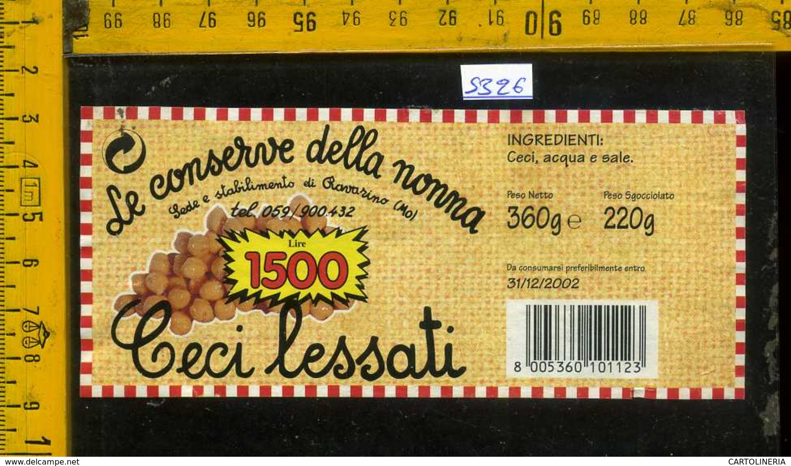 Etichetta Alimentare Ceci Lessati Le Conserve Della Nonna - MO - Altri & Non Classificati