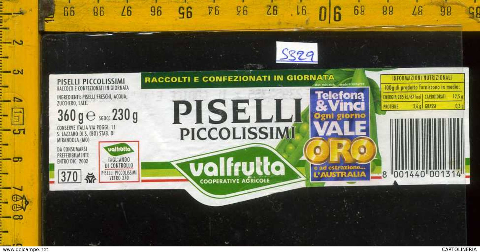 Etichetta Alimentare Piselli Valfrutta - MO - Altri & Non Classificati