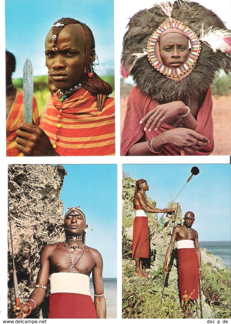 4 Cards - Africa - Kenya - Kenia - Masai - Warrior - Dancer - Kenia