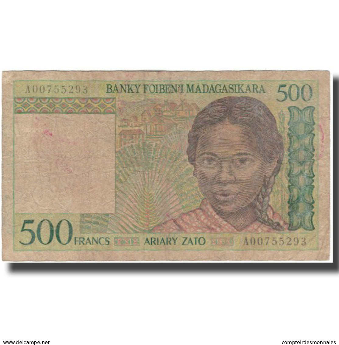 Billet, Madagascar, 500 Francs = 100 Ariary, KM:75a, B+ - Madagascar