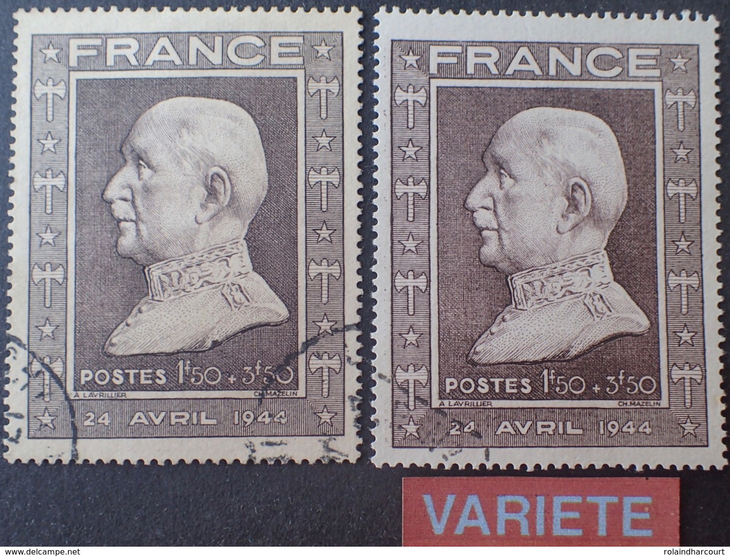 R1591/244 - 1944 - PETAIN - N°606 + 606a Brun Rosé ☉ - Usati