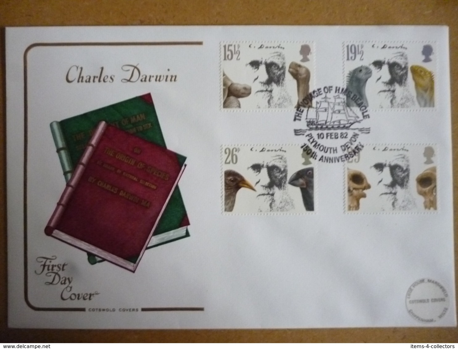 GREAT BRITAIN [UK] SG 1175 CHARLES DARWIN DEATH ANNIVERSARY (1982)  FDC SPECIAL COVER THE VOYAGE OF H.M.S.BEAGLE - 1971-1980 Dezimalausgaben