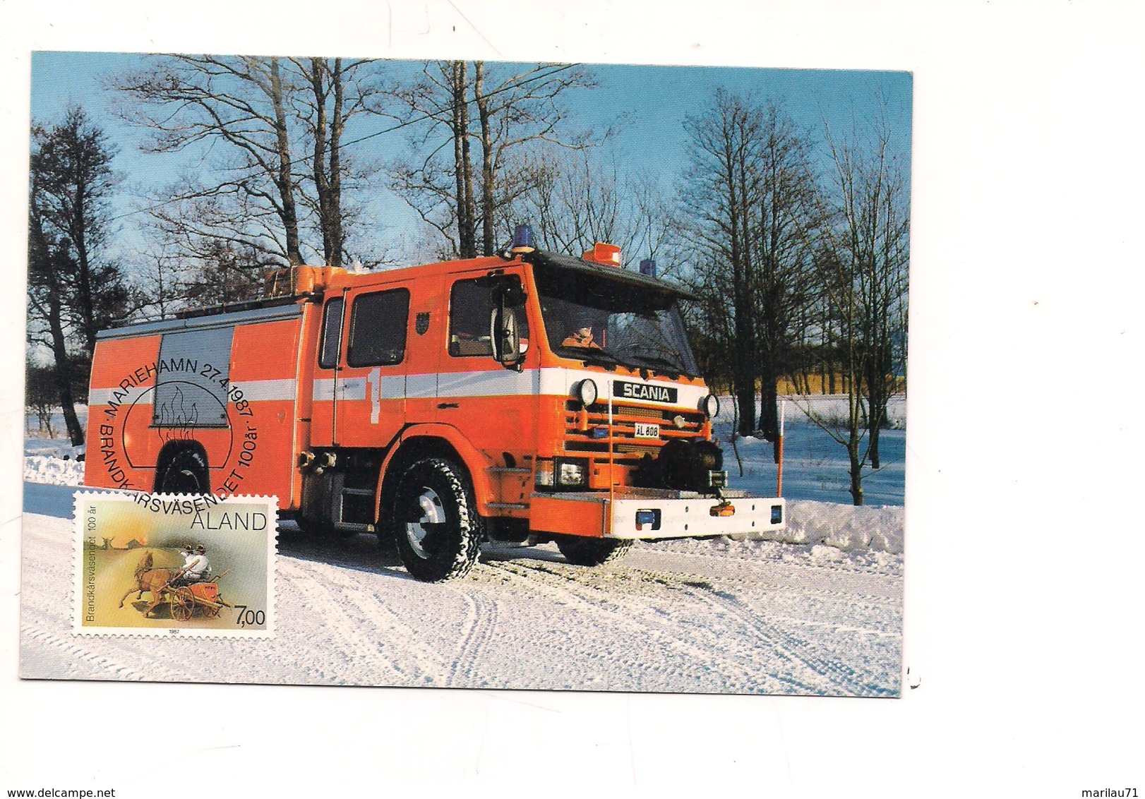 M9056 MAXMUM TEMATICA TRASPORTI VIGILI FUOCO 1987 ALAND - Camion