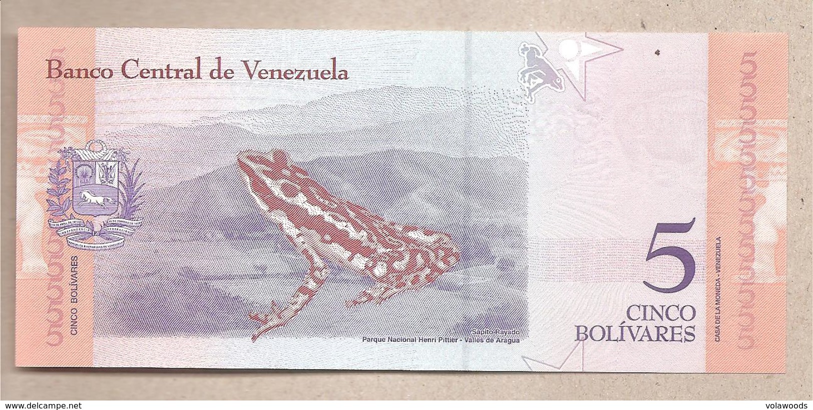 Venezuela - Banconota Non Circolata FdS Da 5 Bolivares P-102a - 2018 - Venezuela