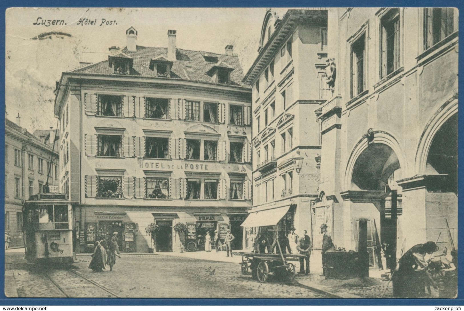 Luzern Hotel Post, Gelaufen 1909 Marke Fehlt (AK2585) - Luzern