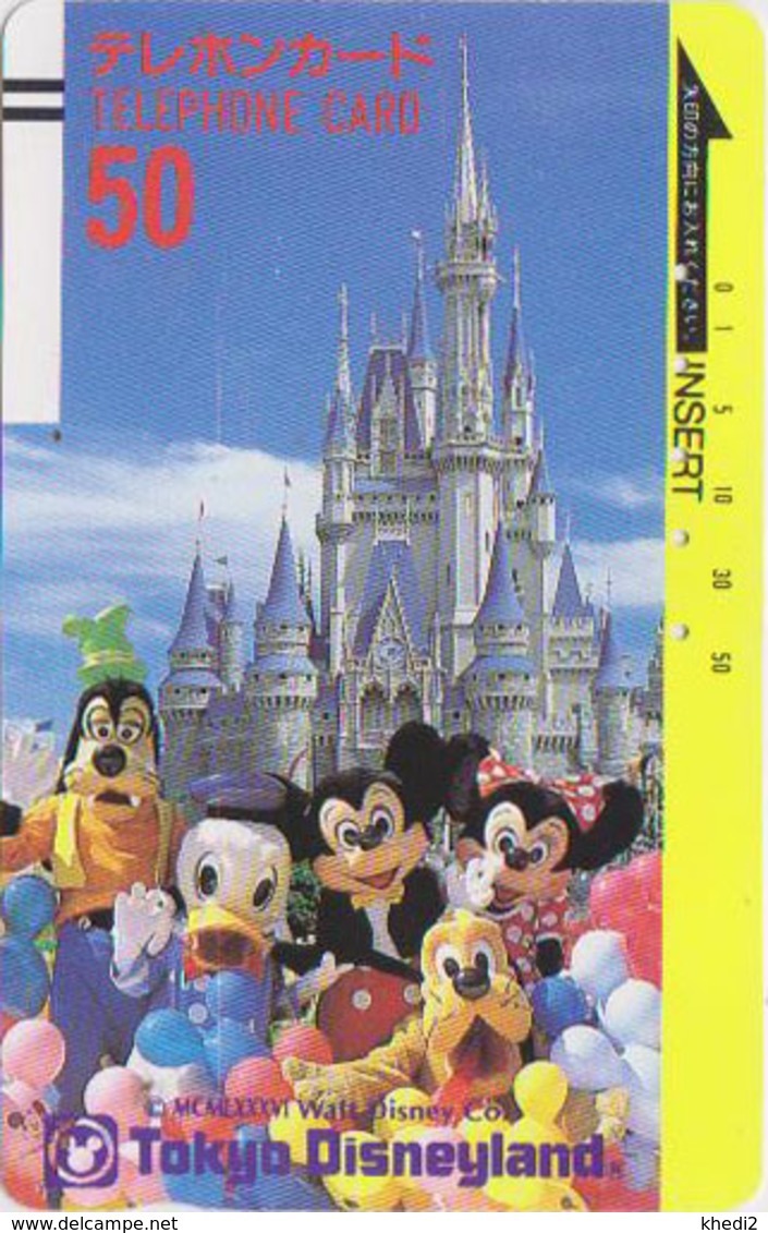 Télécarte Ancienne Japon / 110-6379 A - DISNEY - MICKEY MINNIE DONALD - Japan Front Bar Phonecard - Balken TK - Japon