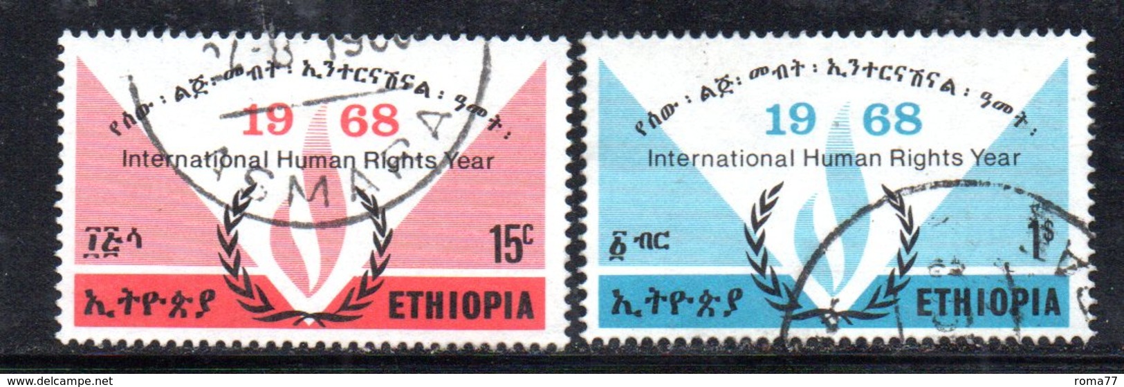 APR852 - ETIOPIA 1968 ,  Serie Yvert N. 505/506  Usata (2380A) Diritti Uomo - Etiopía