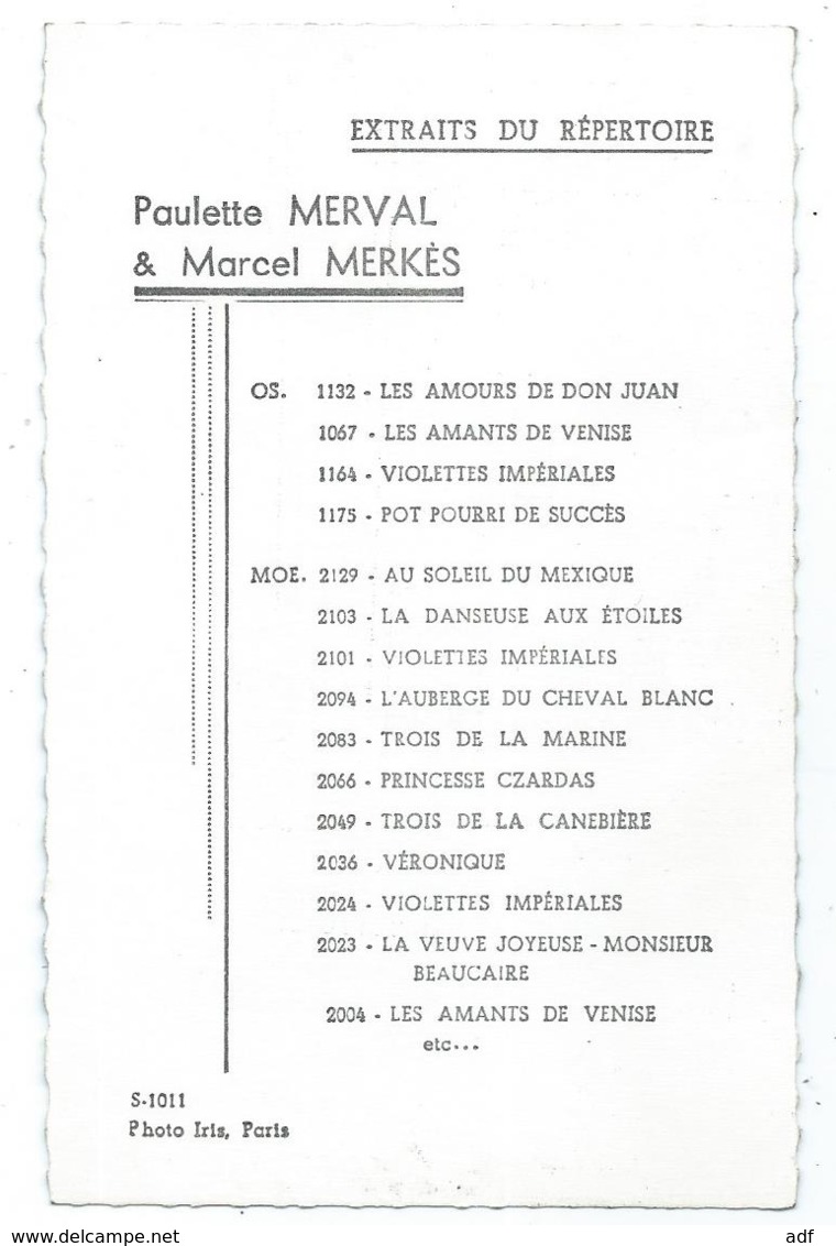 AUTOGRAPHE, DEDICACE, SIGNATURE DE PAULETTE MERVAL ET MARCEL MERKES, Format Environ 9 Cm Sur 14 Cm - Sonstige & Ohne Zuordnung