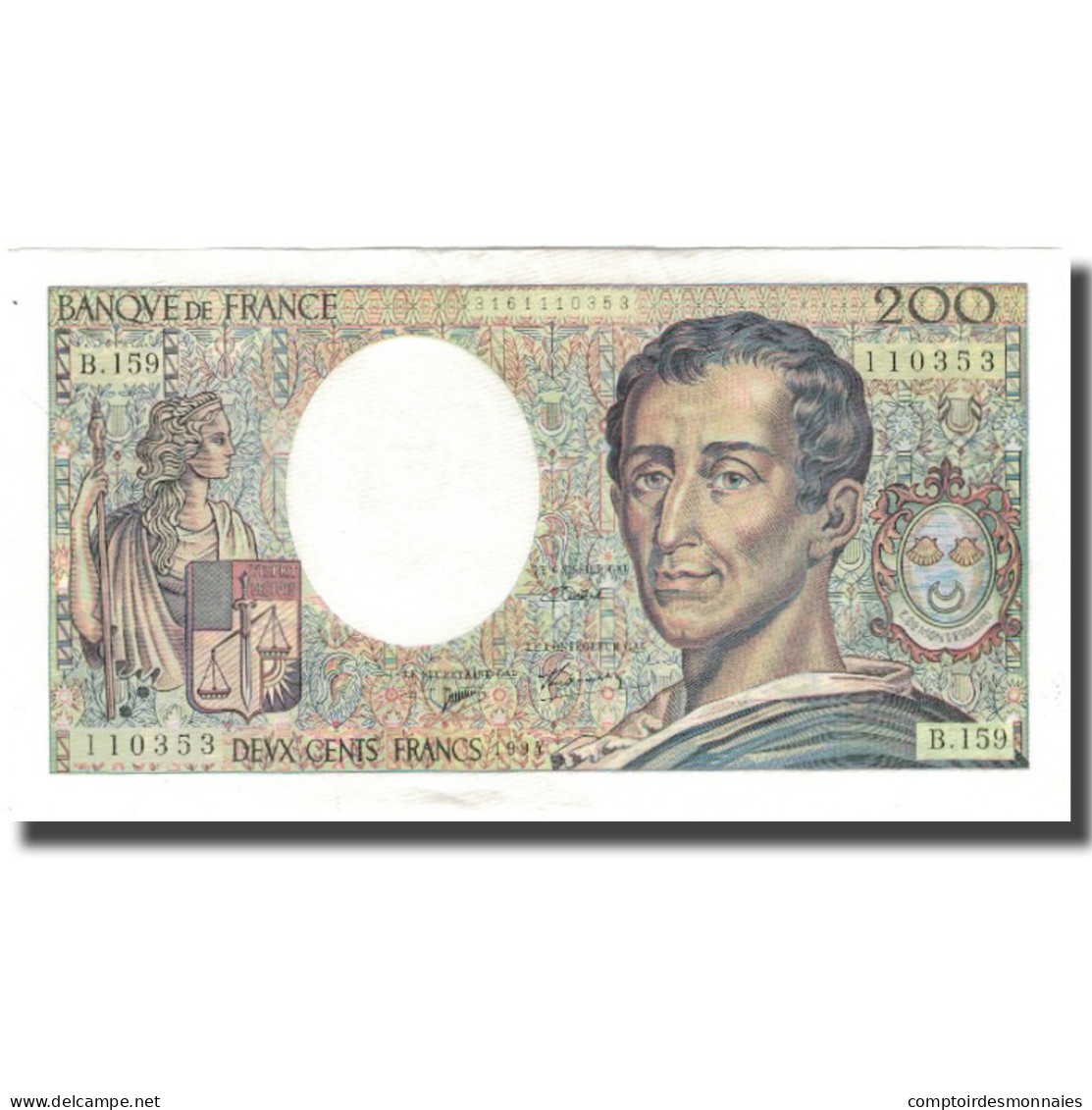 France, 200 Francs, Montesquieu, 1994, TTB+, Fayette:70.2.1, KM:155f - 200 F 1995-1999 ''Eiffel''