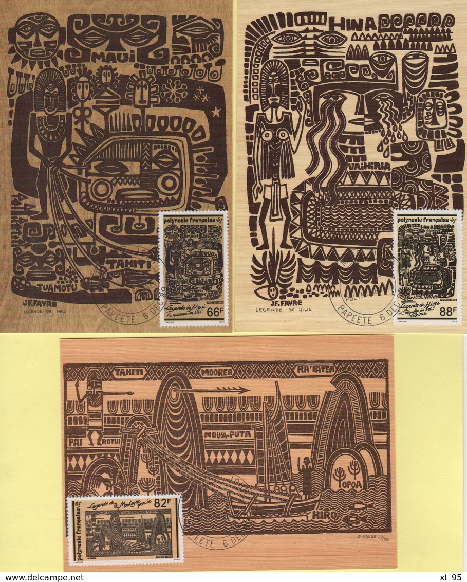 Polynesie - Carte Maximum - 1989 - N°347 à N°349 - Legendes Polynesiennes - Cartes-maximum