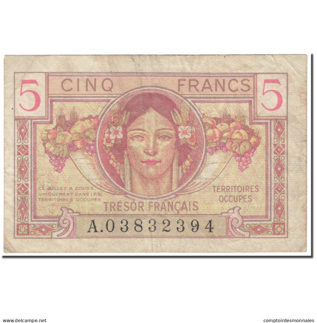 France, 5 Francs, 1947 French Treasury, 1947, Undated (1947), TTB - 1947 Tesoro Francese