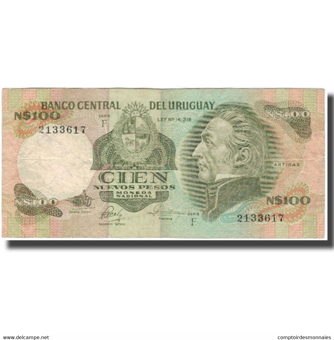 Billet, Uruguay, 100 Nuevos Pesos, KM:62c, TB+ - Uruguay