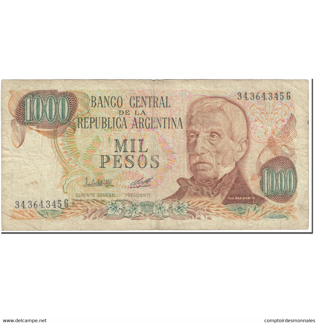 Billet, Argentine, 1000 Pesos, 1976-1983, Undated ( 1976-83), KM:304b, TB - Argentine