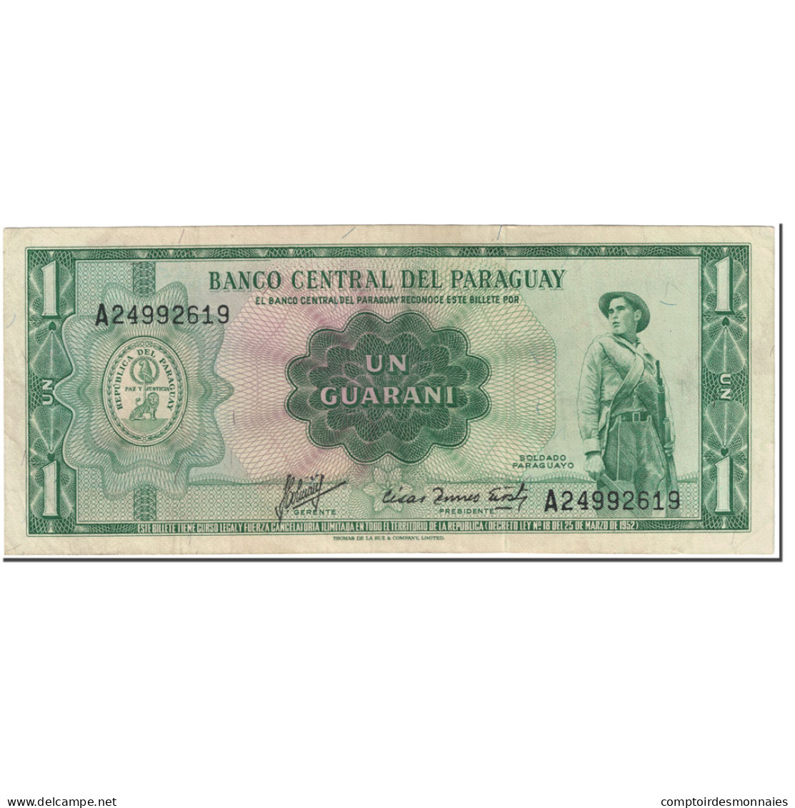 Billet, Paraguay, 1 Guarani, 1963, Undated (1963), KM:193b, TTB - Paraguay