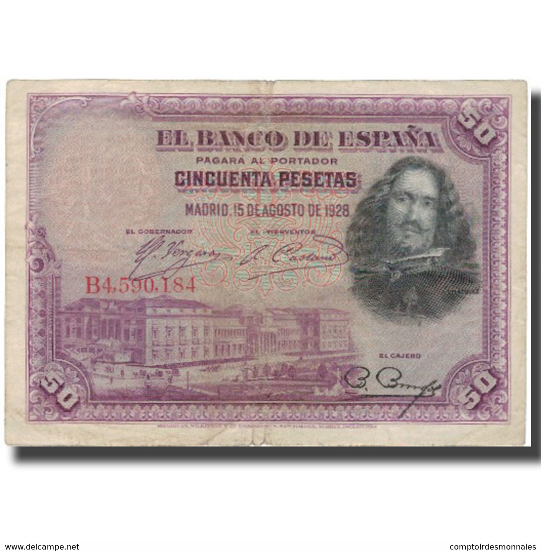 Billet, Espagne, 50 Pesetas, 1928-08-15, KM:75a, TB - 50 Pesetas