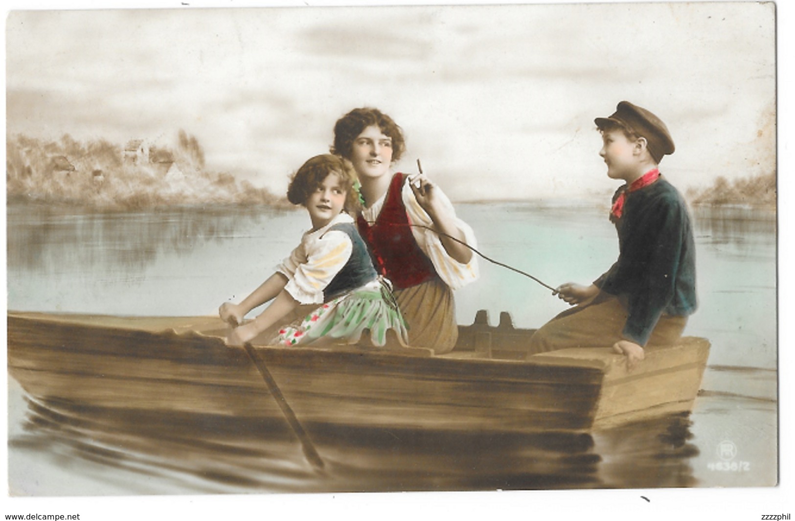 2 Children In A Small Boat, Colored - Portraits