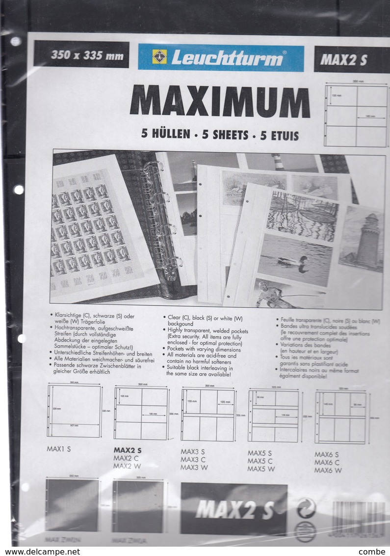 LEUCHTTURM MAX2 S, 5 ETUIS NEUF SOUS BLISTER, 350mm X 335mm.   DESSUS PLACARD - Non-classés